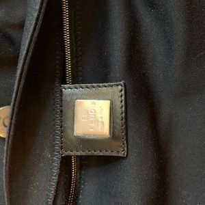 Fendi Black nylon baguette shoulder bag